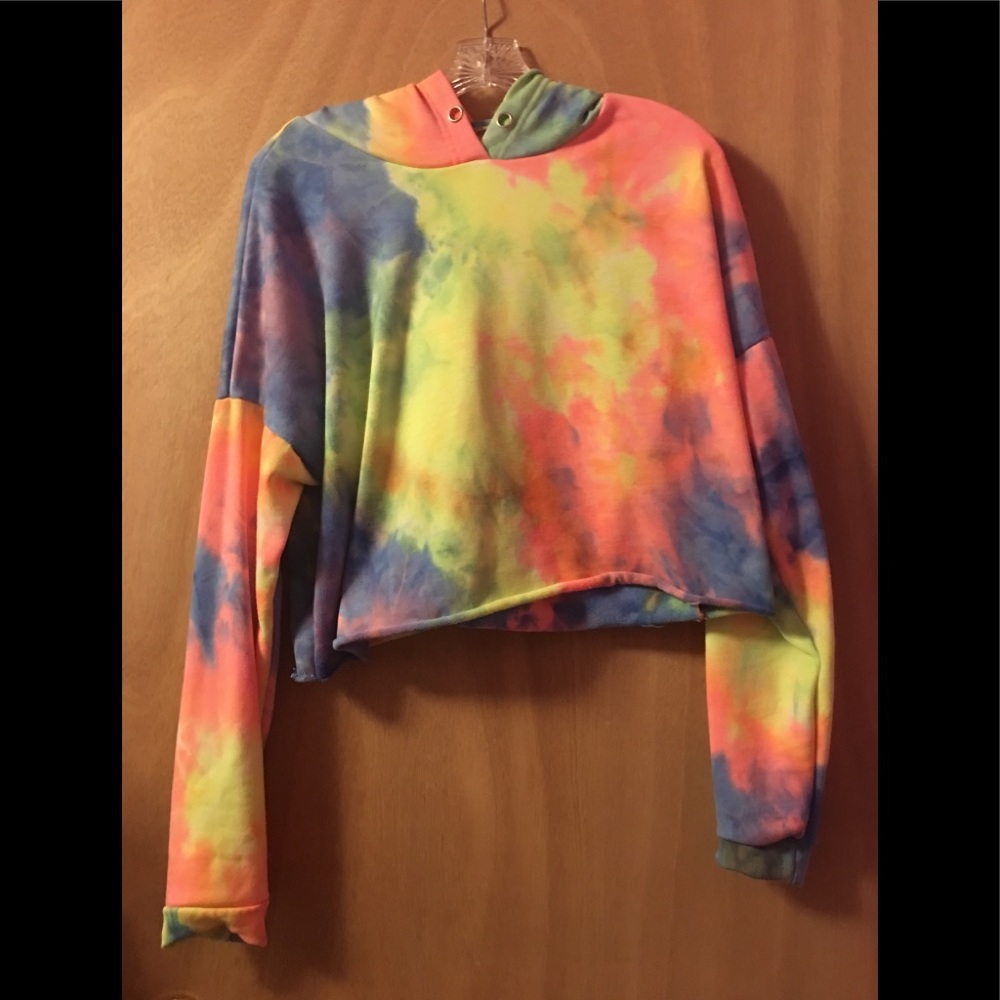Rainbow Tie Dye Cropped Hoodie